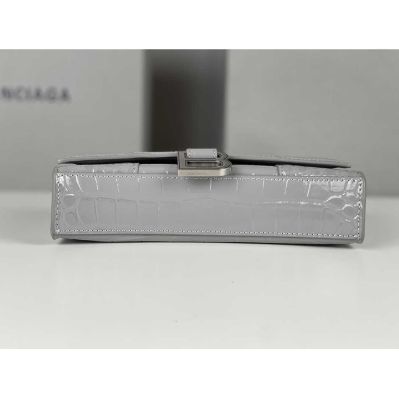 Ba*len*cia*ga hourglass mini leather bag silver