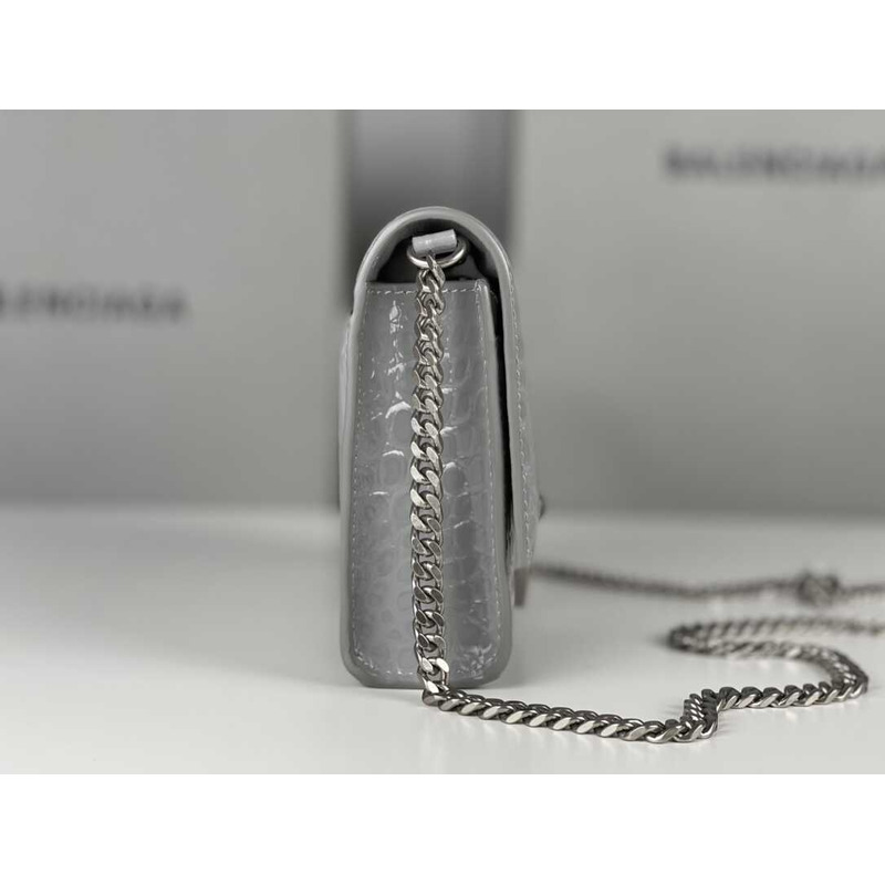 Ba*len*cia*ga hourglass mini leather bag silver