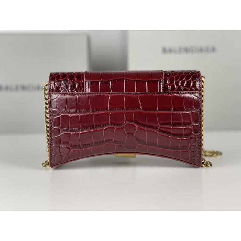 Ba*len*cia*ga hourglass mini leather bag red