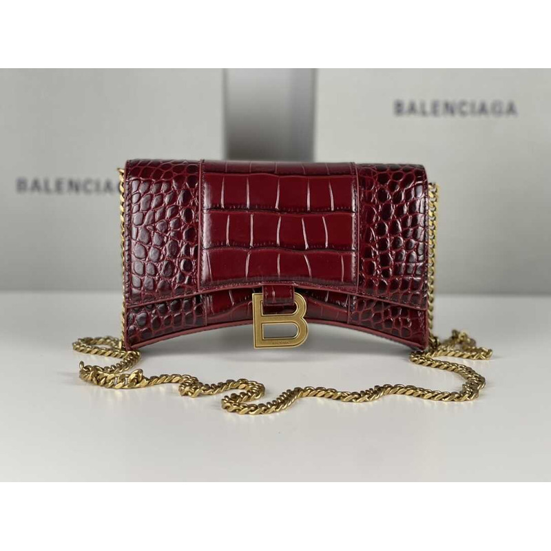 Ba*len*cia*ga hourglass mini leather bag red