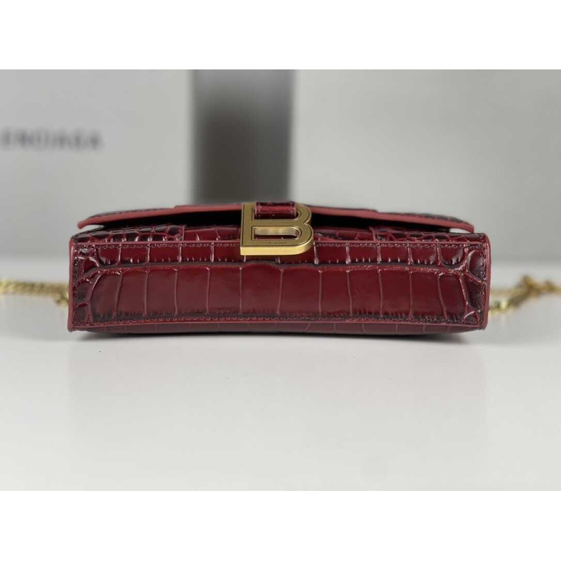 Ba*len*cia*ga hourglass mini leather bag red