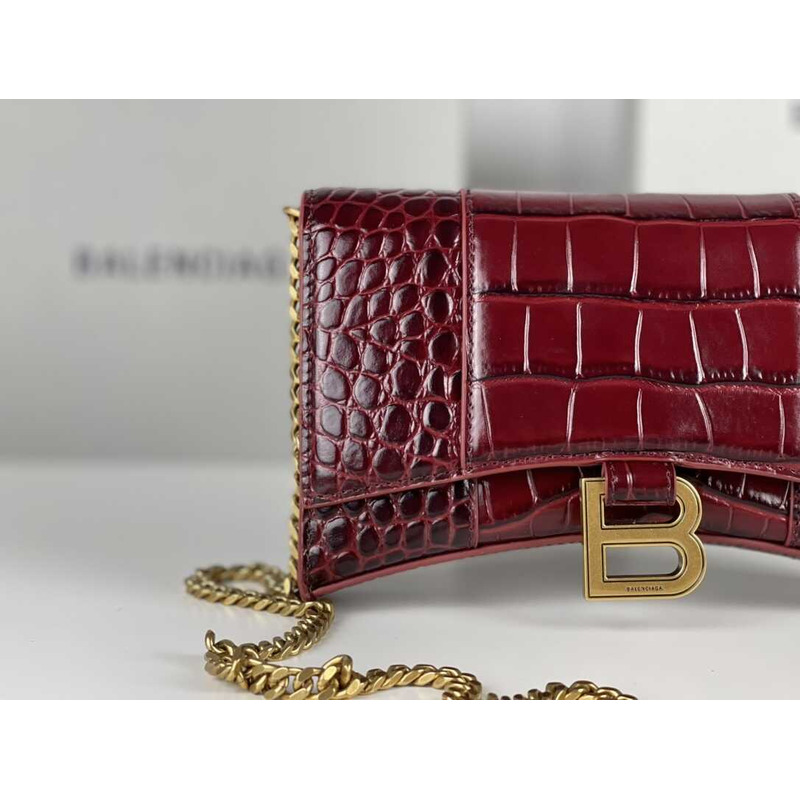 Ba*len*cia*ga hourglass mini leather bag red