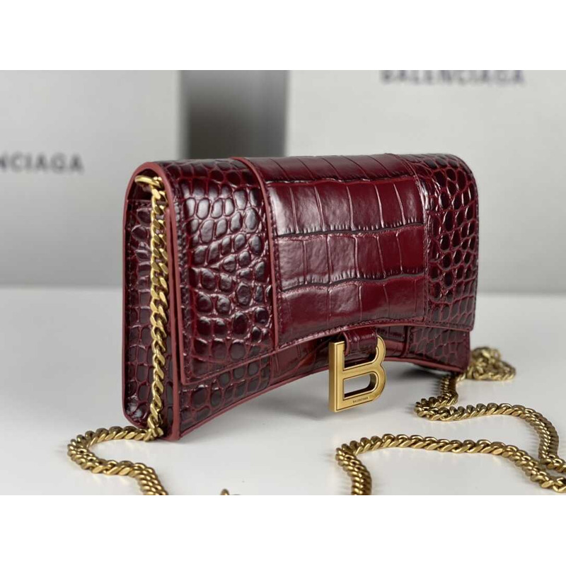 Ba*len*cia*ga hourglass mini leather bag red