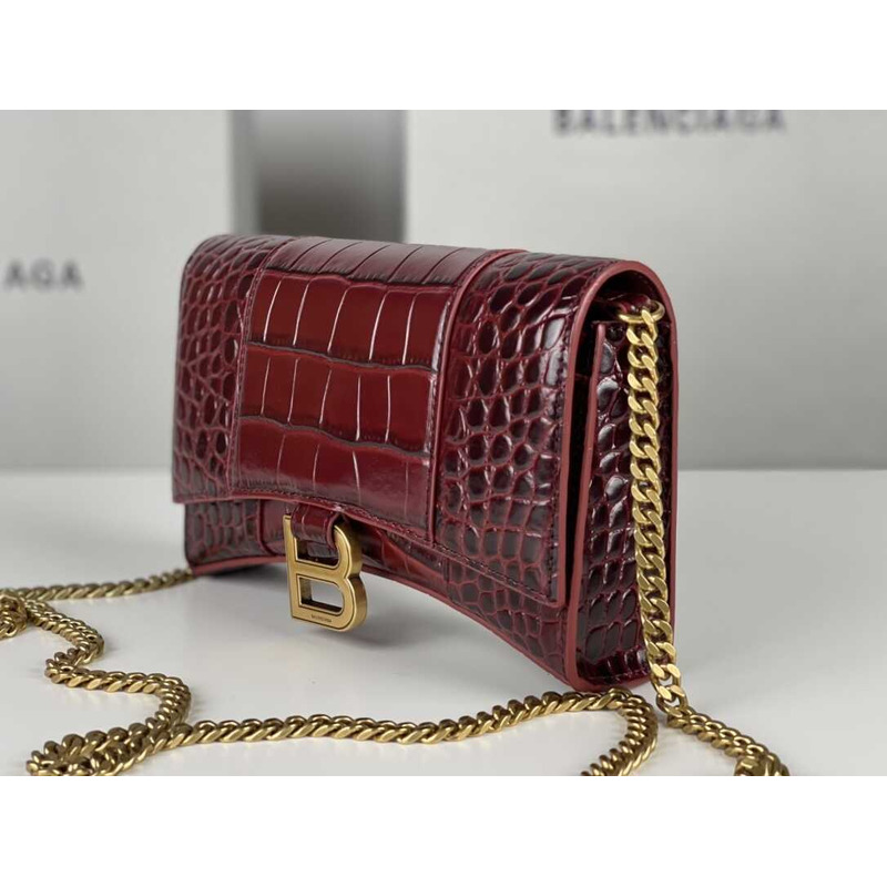 Ba*len*cia*ga hourglass mini leather bag red