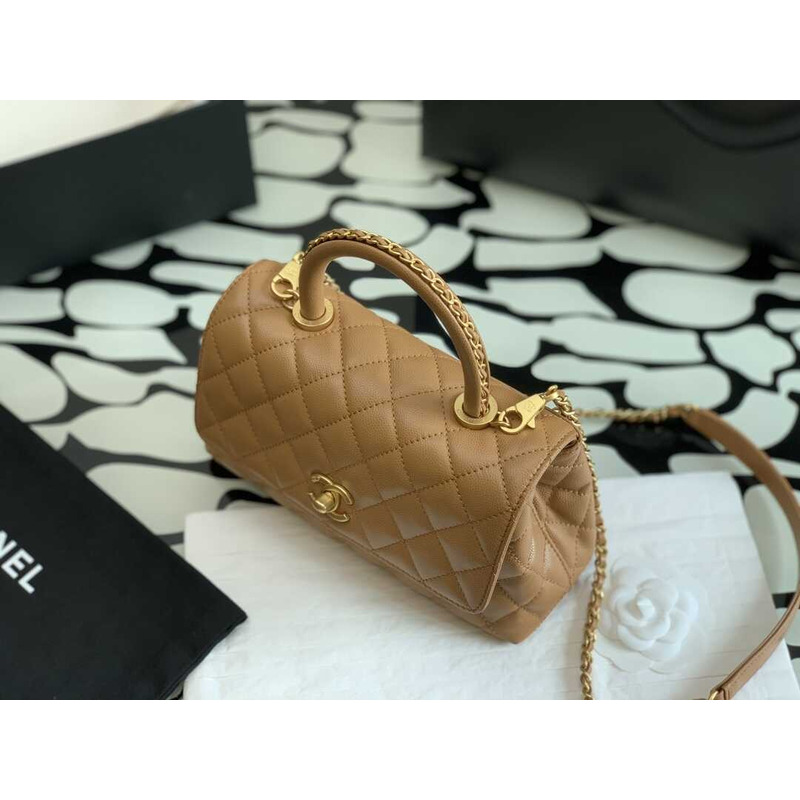 Ch*el mini coco handle bag caviar leather caramel