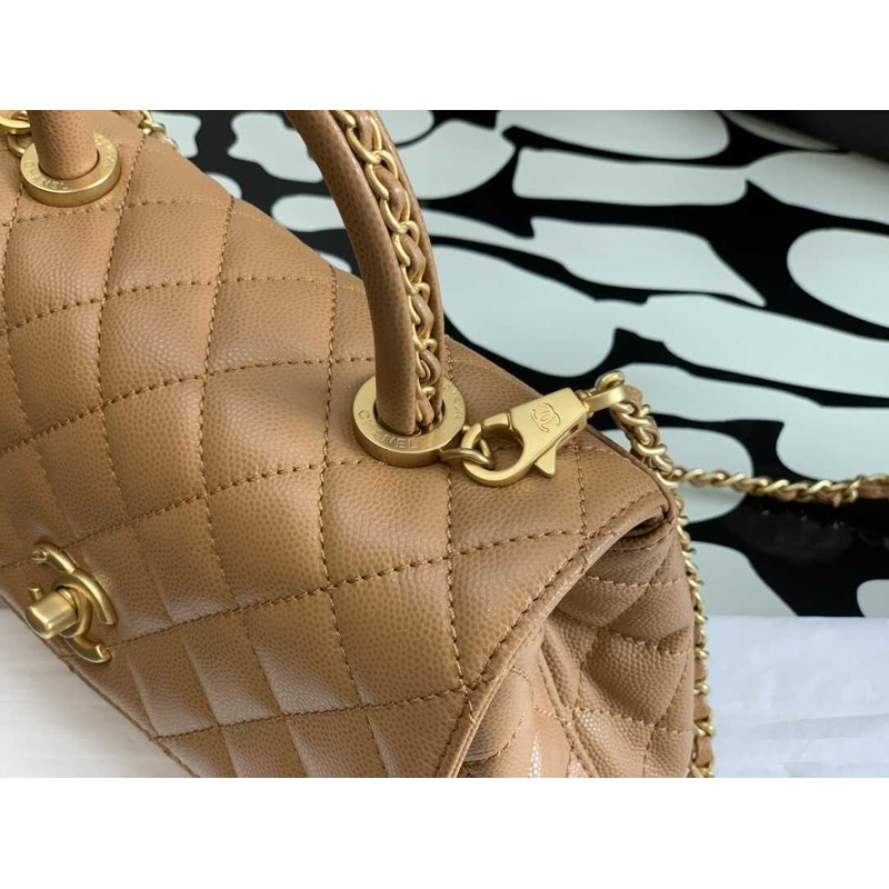 Ch*el mini coco handle bag caviar leather caramel