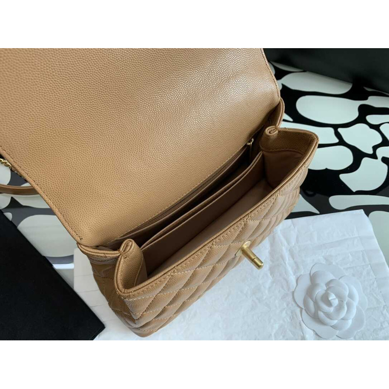 Ch*el mini coco handle bag caviar leather caramel