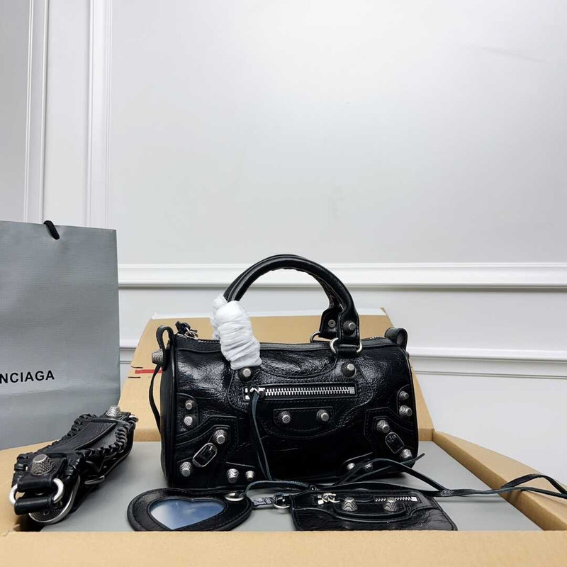 Ba*len*cia*ga le cagole mini leather duffel bag black