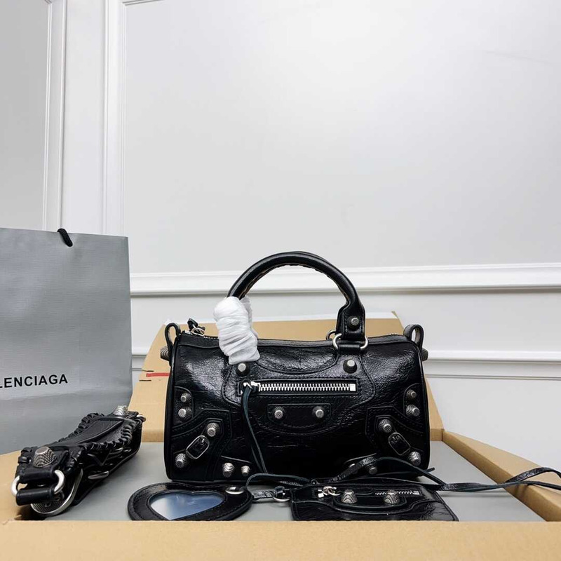 Ba*len*cia*ga le cagole mini leather duffel bag black