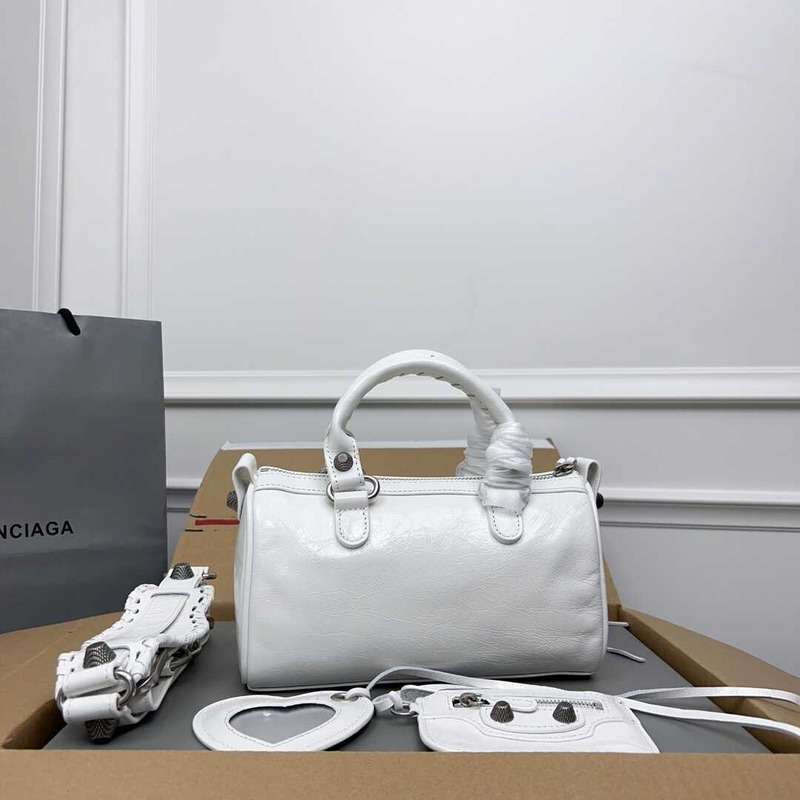 Ba*len*cia*ga le cagole mini leather duffel bag white