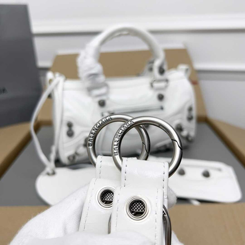 Ba*len*cia*ga le cagole mini leather duffel bag white