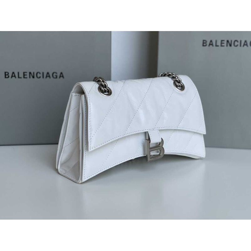 Ba*len*cia*ga crush quilted shoulder bag calfskin small white