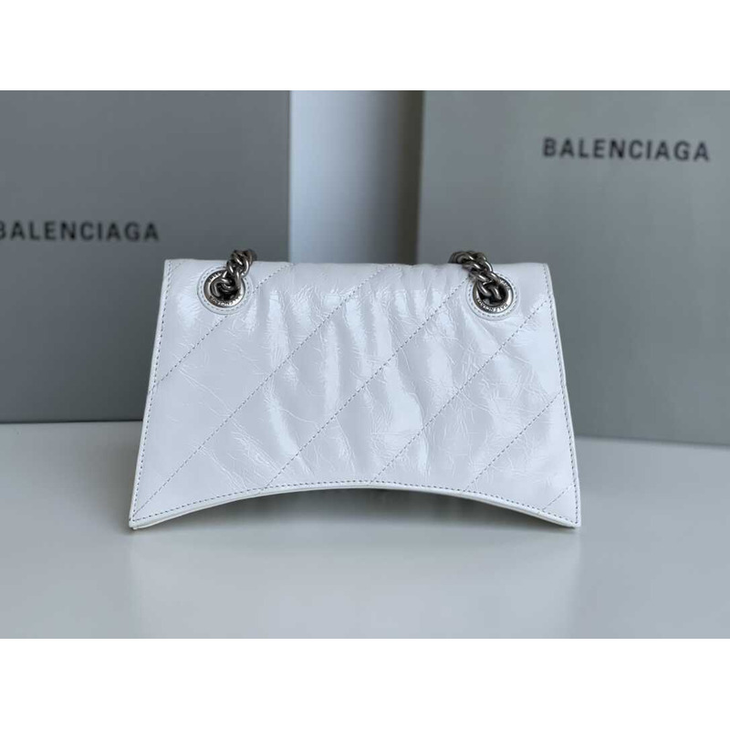 Ba*len*cia*ga crush quilted shoulder bag calfskin small white