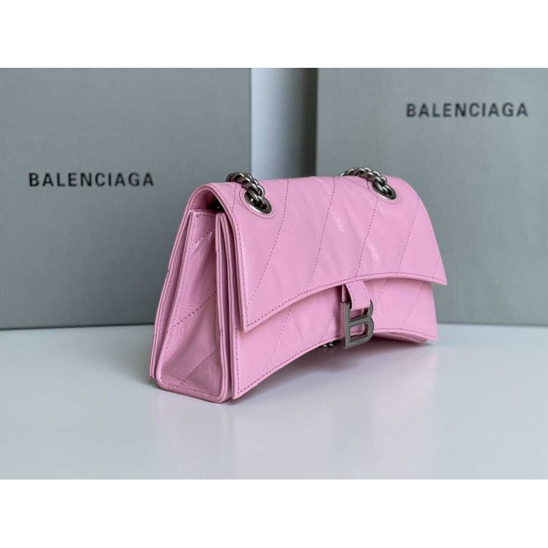 Ba*len*cia*ga crush quilted shoulder bag calfskin small pink