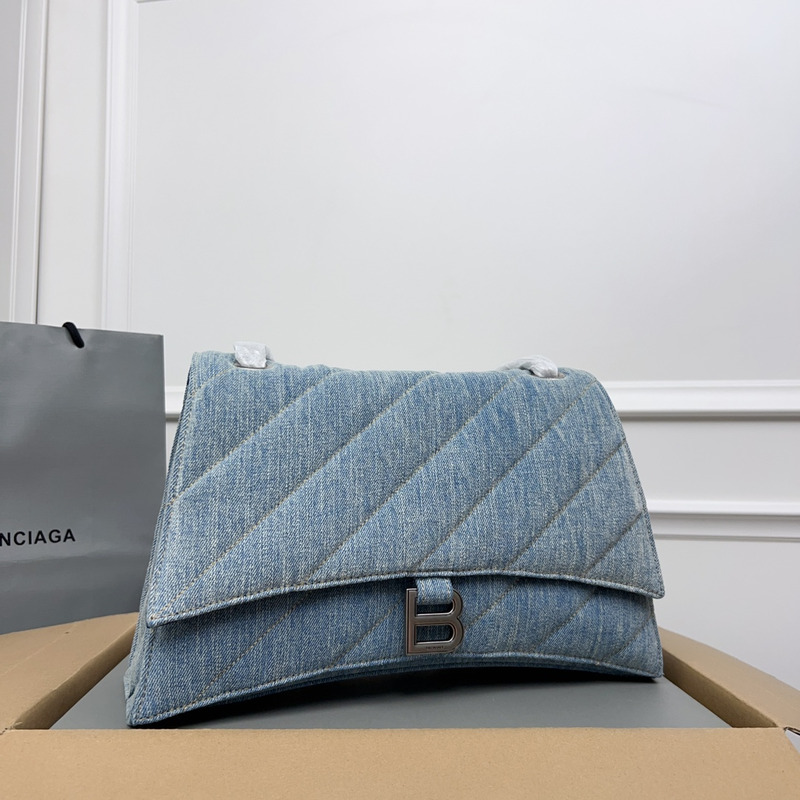 Ba*len*cia*ga crush quilted calfskin shoulder bag denim blue