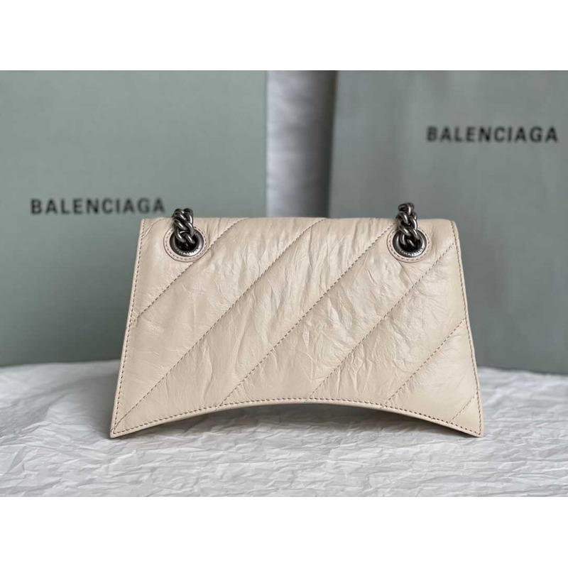 Ba*len*cia*ga crush quilted calfskin shoulder bag small beige