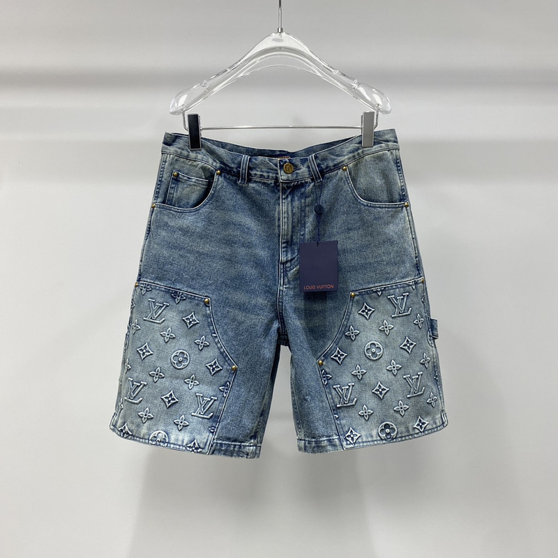 l**is V*t*n monogram denim logo shorts