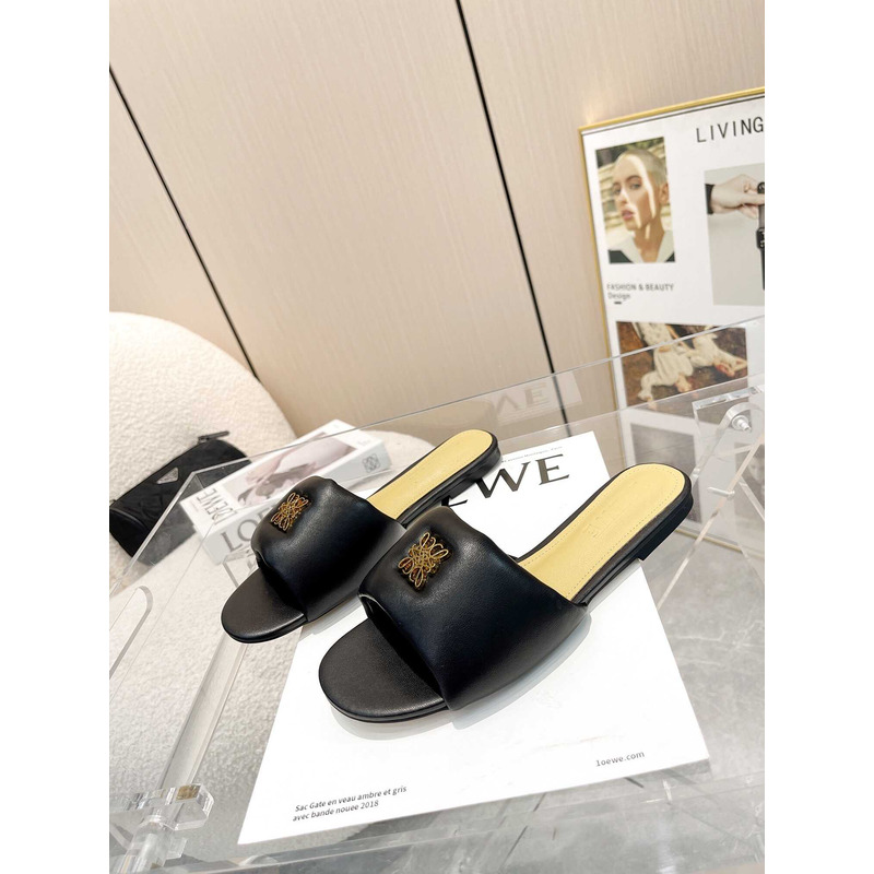 Loewe Anagram Padded Leather Mules Black