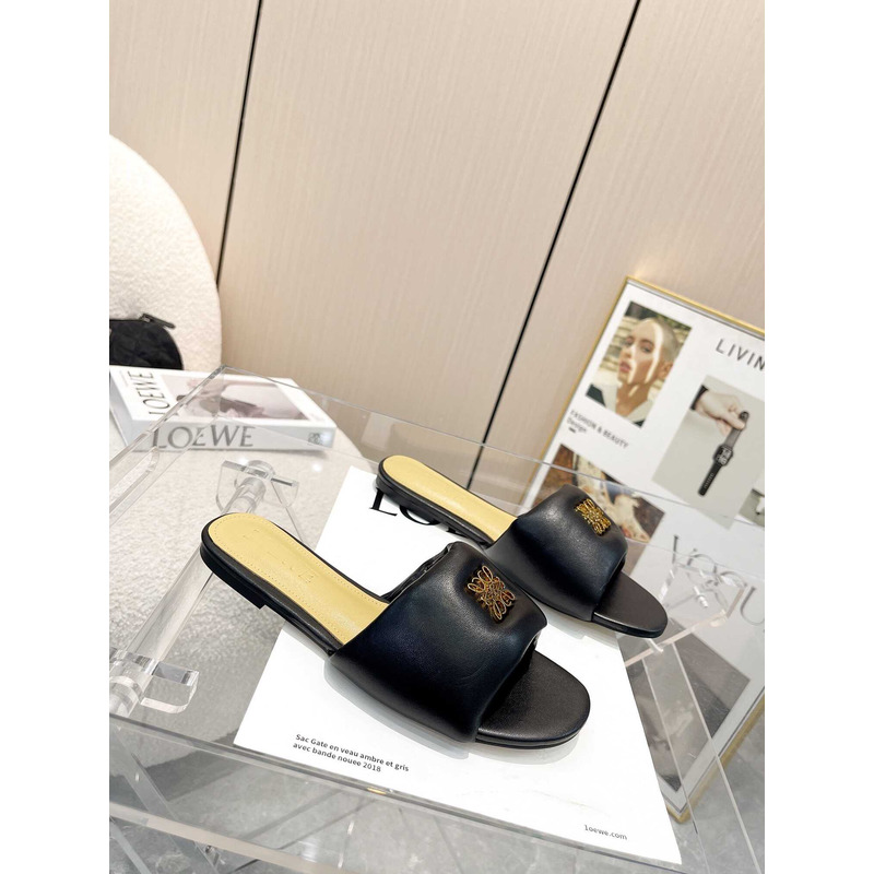 Loewe Anagram Padded Leather Mules Black