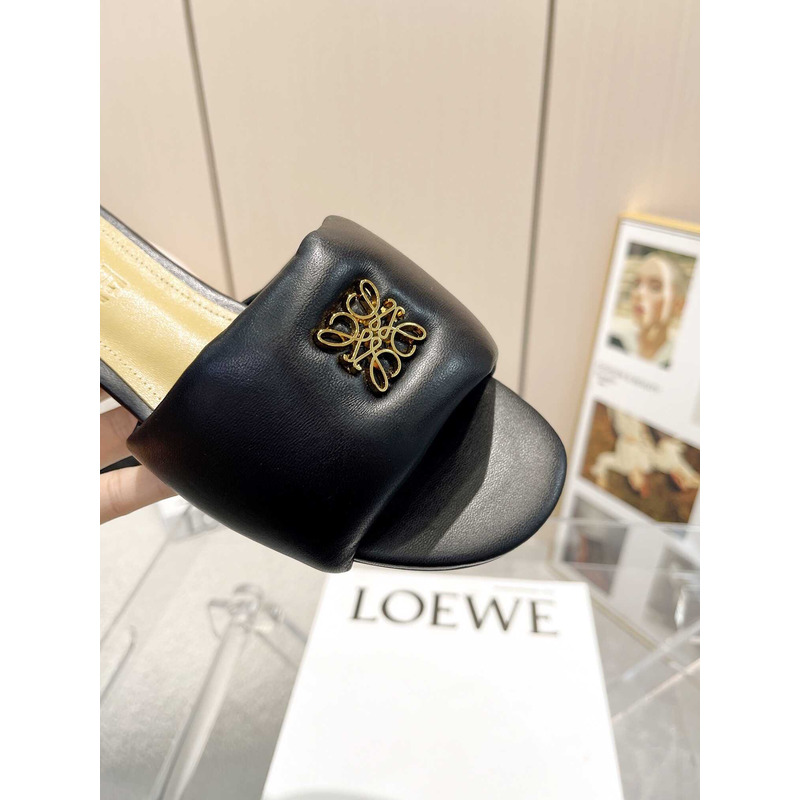 Loewe Anagram Padded Leather Mules Black