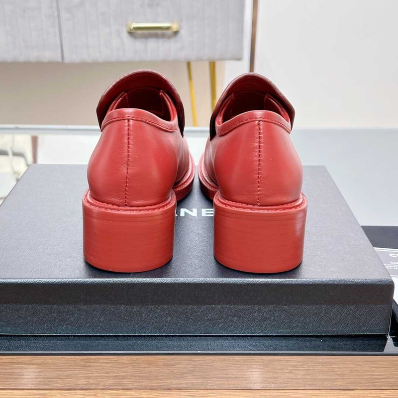 Ch*el large cc calfskin loafer red