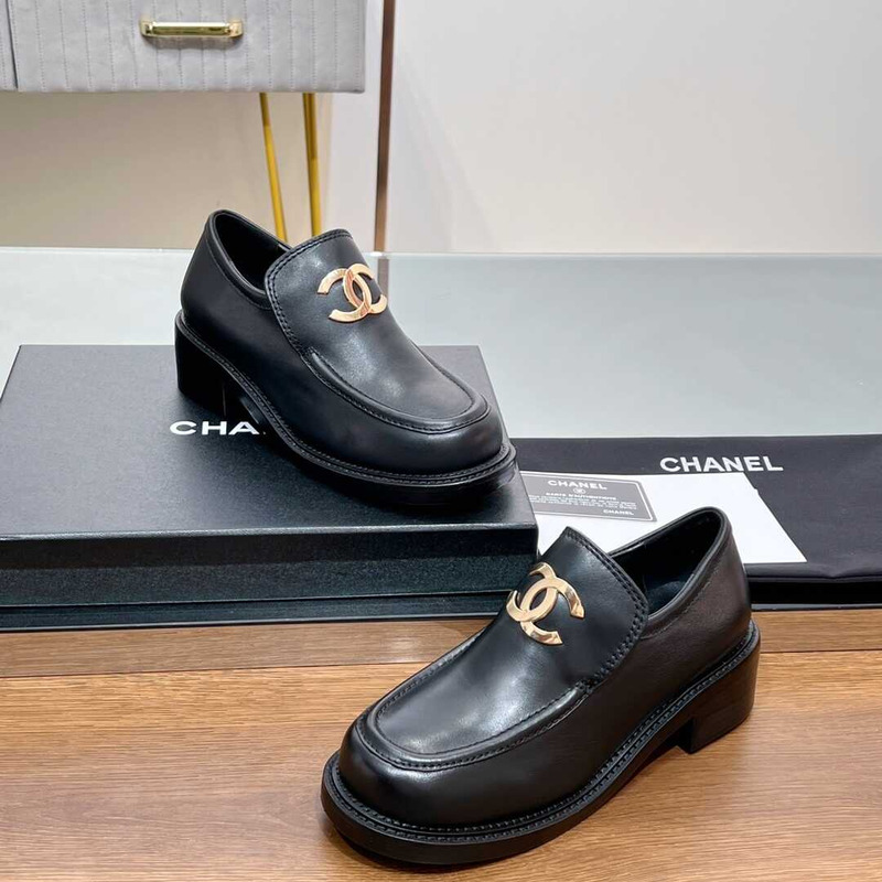 Ch*el large cc calfskin loafer black