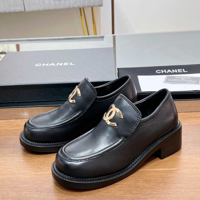 Ch*el large cc calfskin loafer black