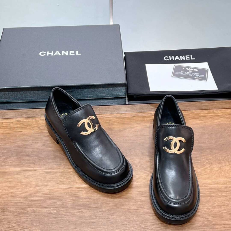 Ch*el large cc calfskin loafer black