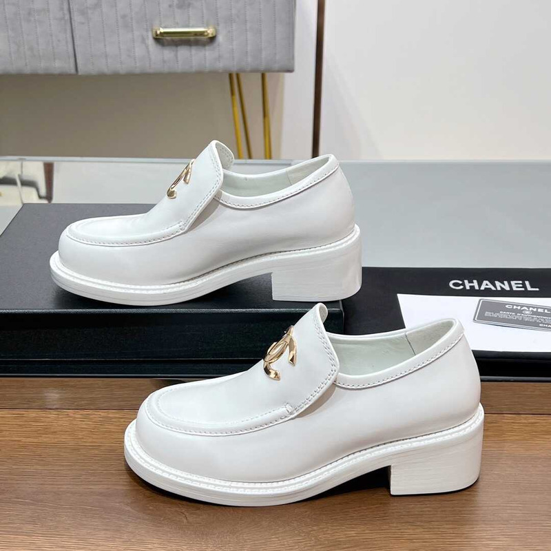 Ch*el large cc calfskin loafer white