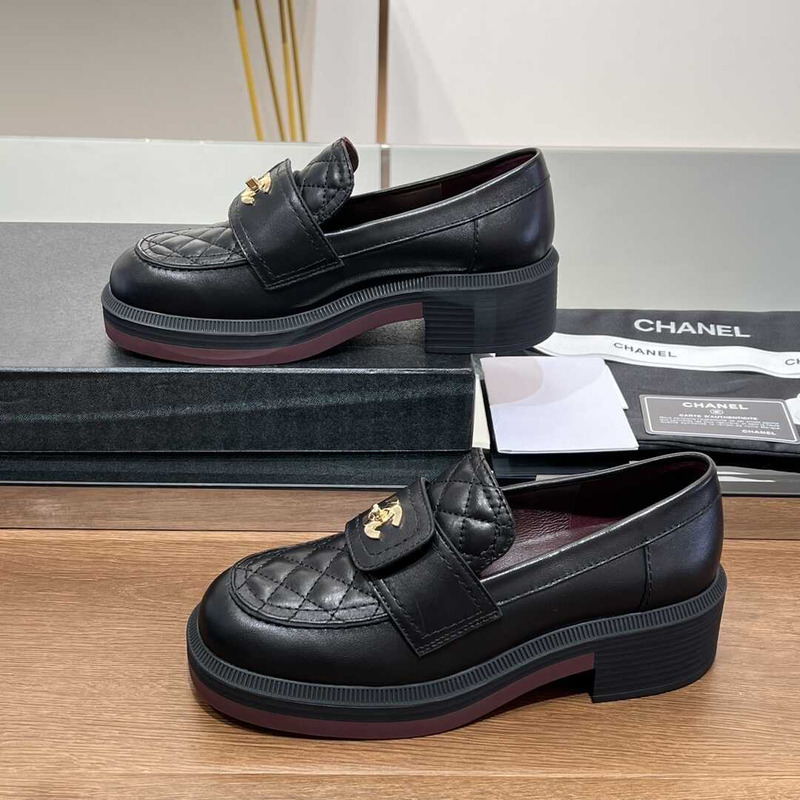 Ch*el lambskin leather loafer black