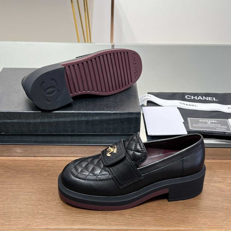 Ch*el lambskin leather loafer black