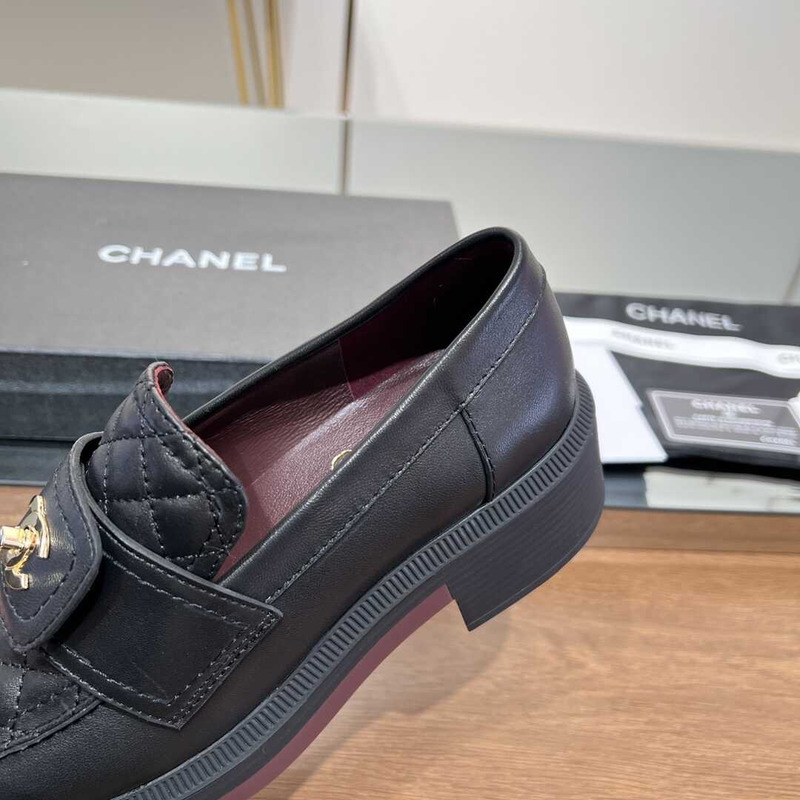 Ch*el lambskin leather loafer black