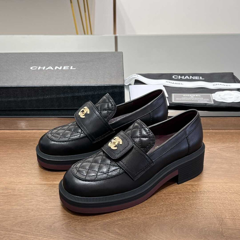 Ch*el lambskin leather loafer black