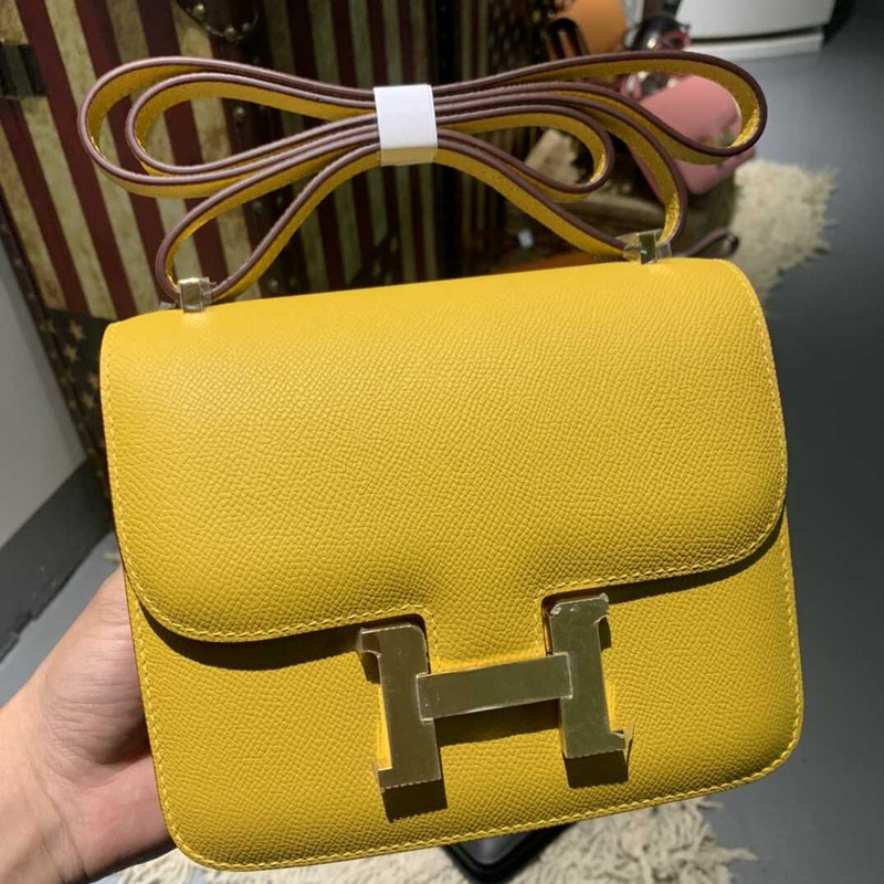 H**mes mini constance epsom leather yellow