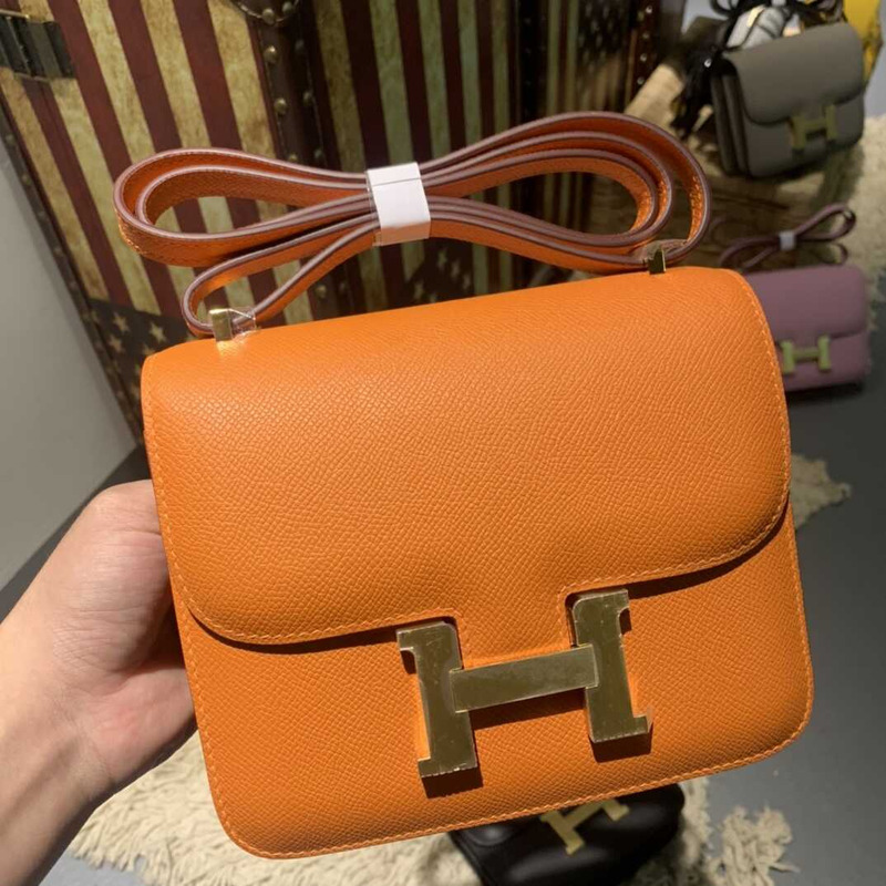 H**mes mini constance epsom leather orange