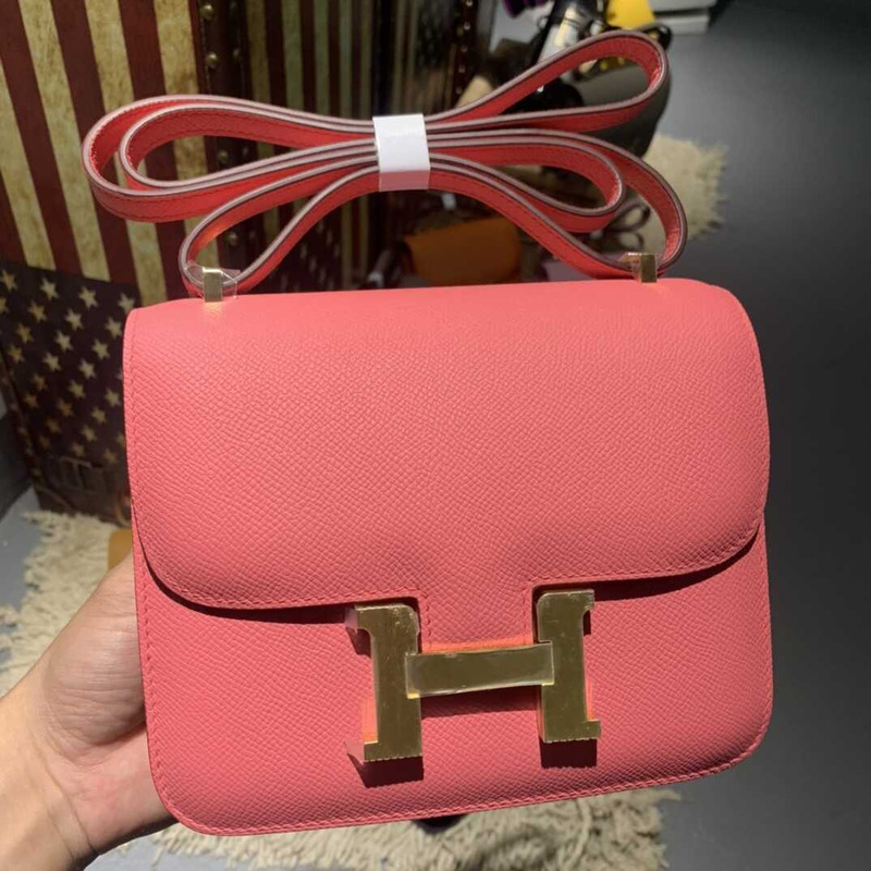 H**mes mini constance epsom leather pink