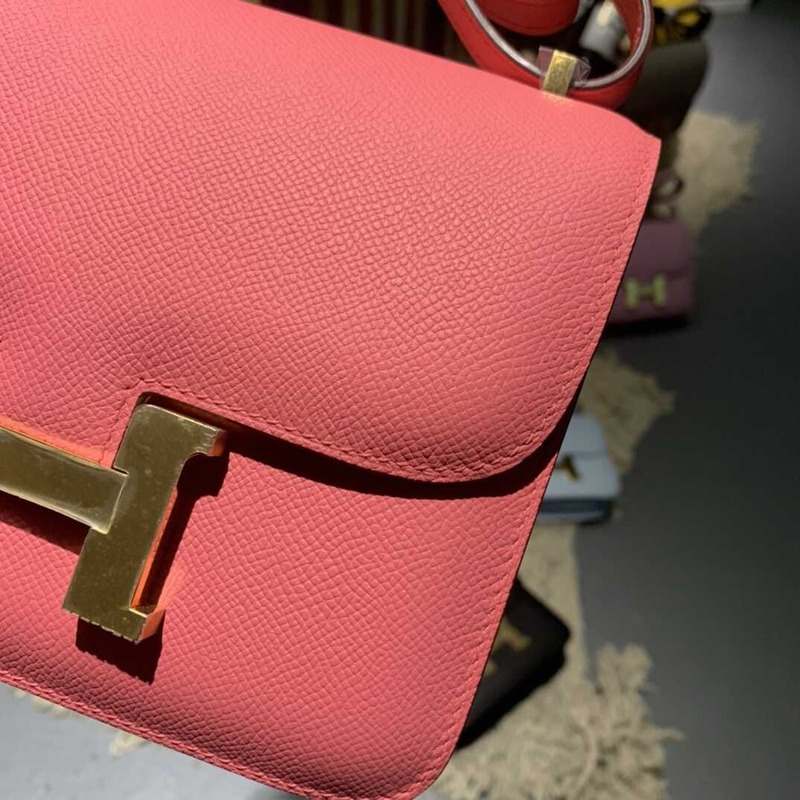 H**mes mini constance epsom leather pink