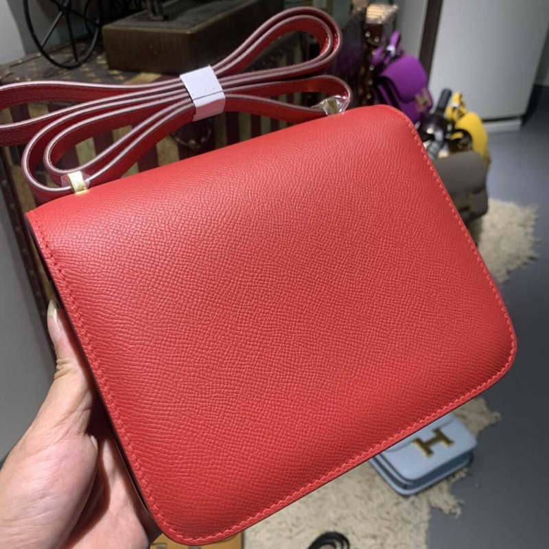 H**mes mini constance epsom leather red