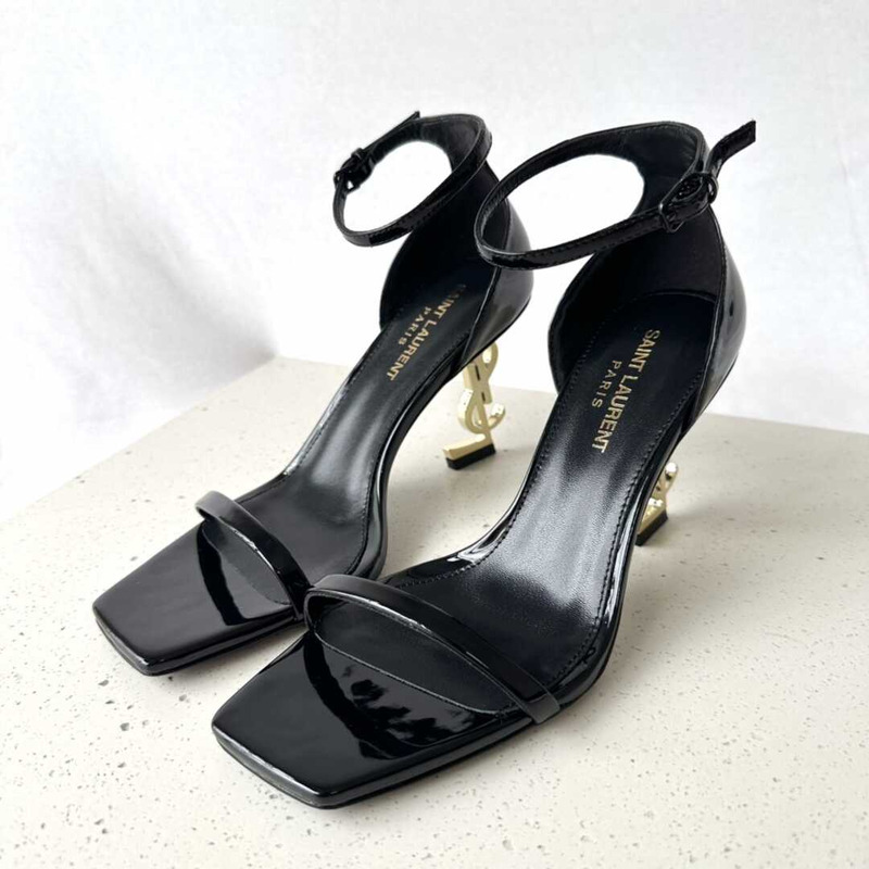 Saint Laurent Wraparound Patent Stilettos - Patent Black