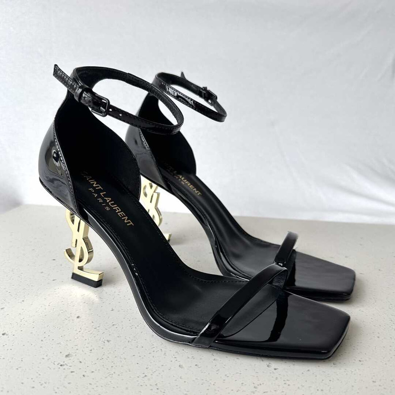 Saint Laurent Wraparound Patent Stilettos - Patent Black