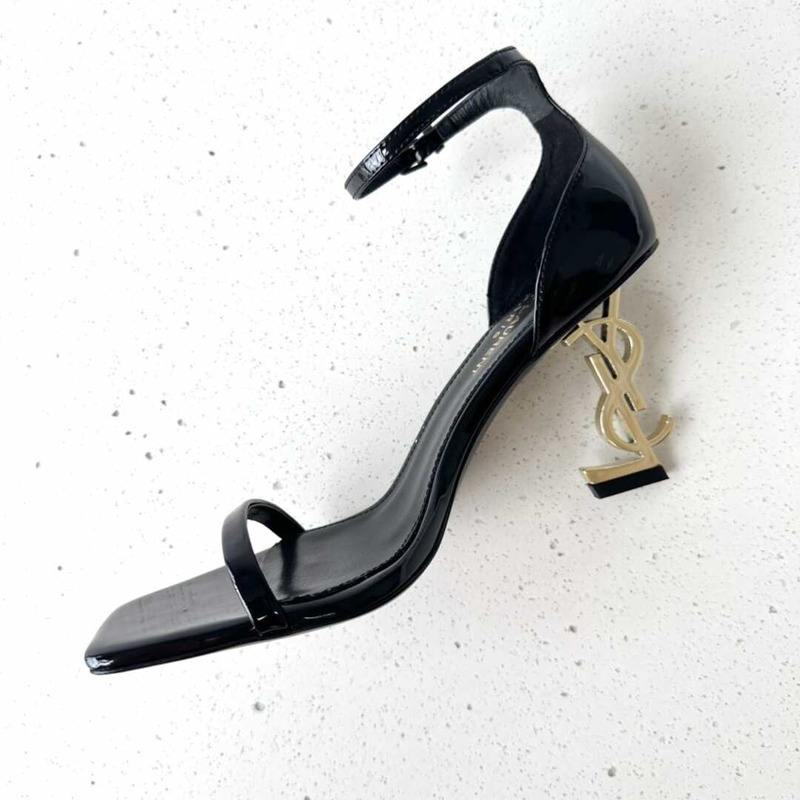 Saint Laurent Wraparound Patent Stilettos - Patent Black