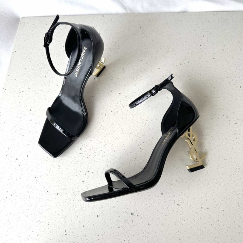 Saint Laurent Wraparound Patent Stilettos - Patent Black