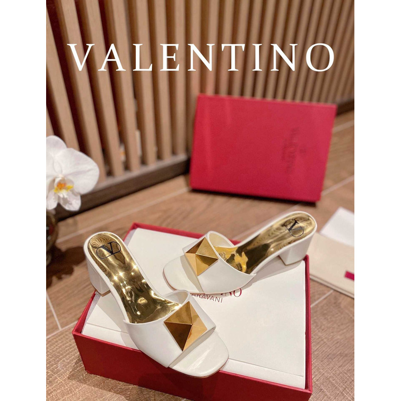 Valentino Rockstud-detail Open-toe Sandals White