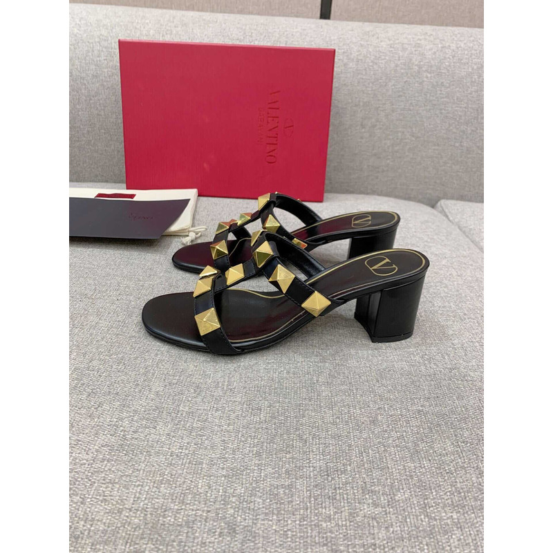 Valentino Valentino Roman Stud Slides Black