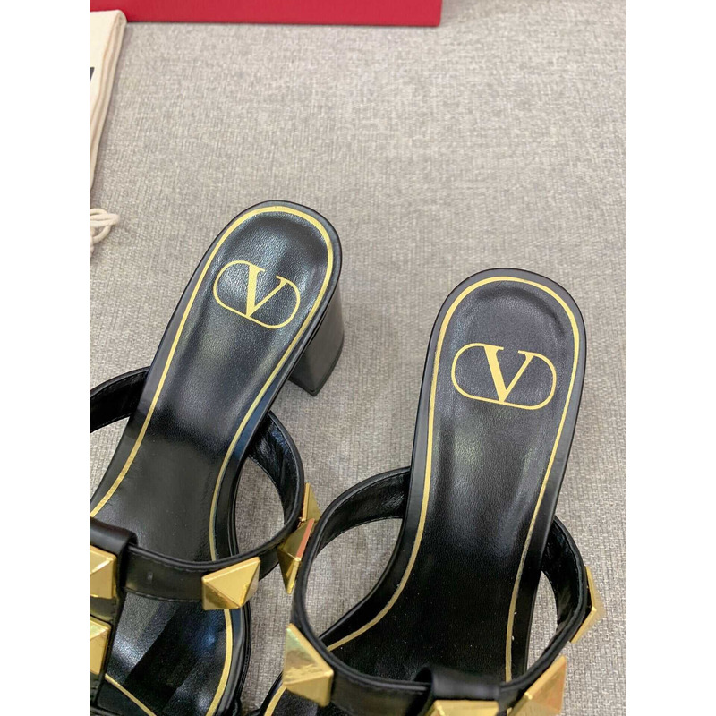 Valentino Valentino Roman Stud Slides Black