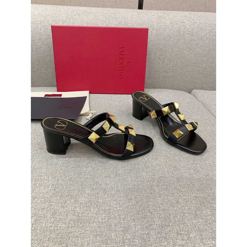 Valentino Valentino Roman Stud Slides Black