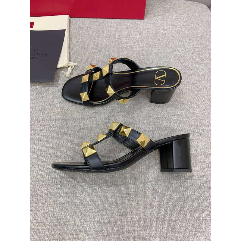 Valentino Valentino Roman Stud Slides Black