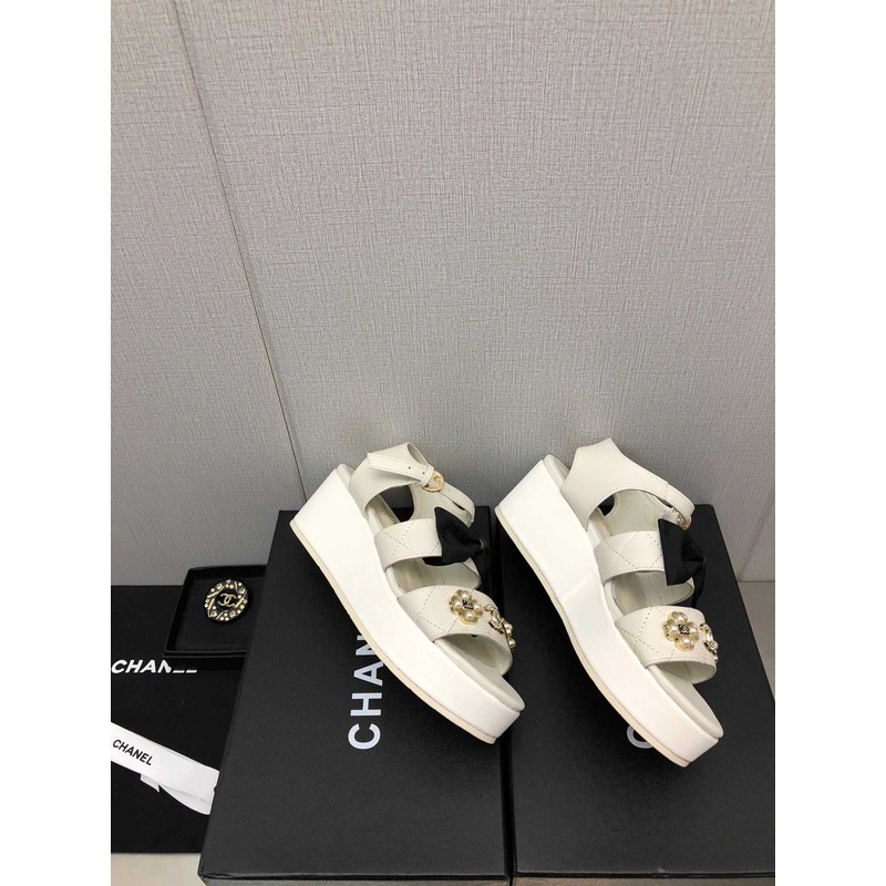 Ch*el platform sandals white