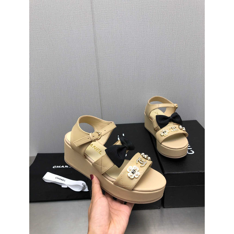 Ch*el platform sandals beige