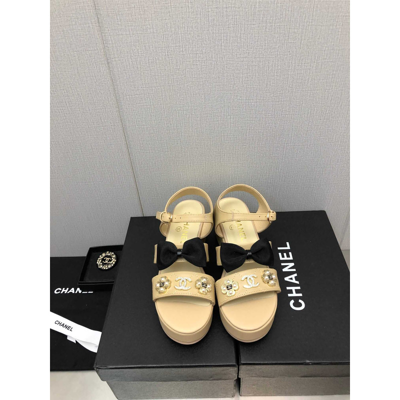 Ch*el platform sandals beige